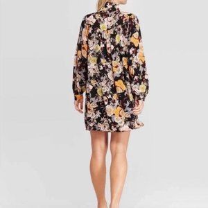 Who What Wear Mock Button-Neck Babydoll Mini Dress NWOT